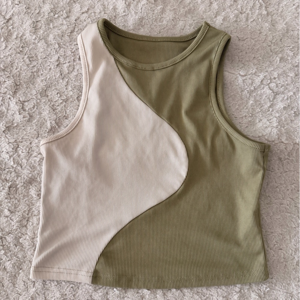 Two-Tone Ribbed Tank Top